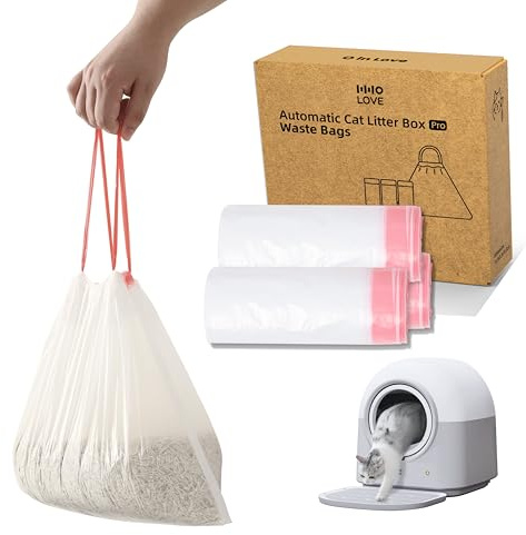 HHOLOVE Självrengörande kattlåda (60 stycken) 60 l automatisk kattlåda – extra stor, ingen mer skopa, nyp för katter 1,4–10 kg, avancerad luktkontroll (rosa)