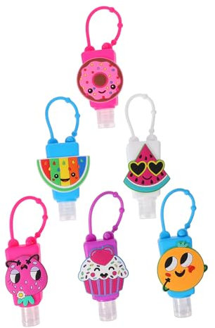 Holibanna 6pcs Cartoon Silicone Filling Bottles Squeezy Travel Bottles Handheld Liquid Containers Travel Loop Hook Safe for Boys and Girls