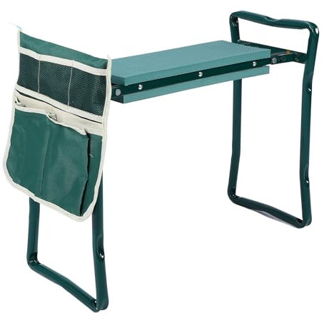 Jiawu Garten-Kniebank und Sitz, Faltbarer Gartenhocker mit Seitlicher Werkzeugtasche, Kniepolster-Gartenbank, Gartenhocker für Gartenarbeit, Angeln, Camping
