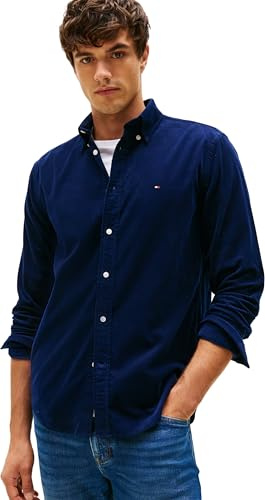 Tommy Hilfiger Chemise Homme Solid Corduroy Regular Fit, Bleu (Imperial Navy), XL