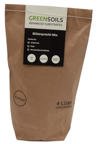 Blütenpracht-Mix | Anthuriumerde | Flamingoblumenerde | Hoyaerde | Wachsblumenerde | Porzellanblume | Frauenschuh-Orchideenerde | Torffrei | Kokosfrei | Mit Biokohle | 4 Liter