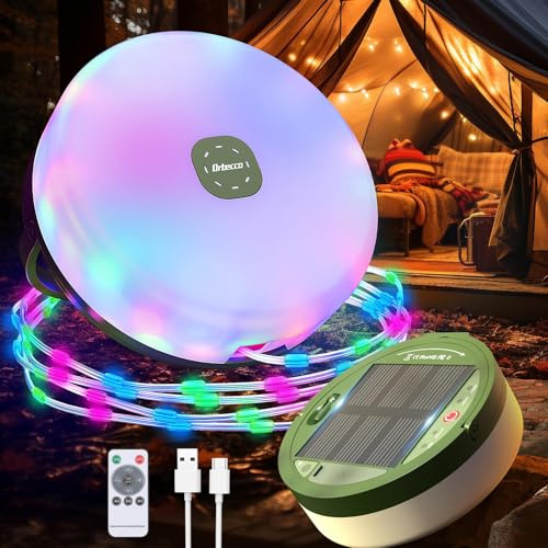 Orbecco Camping Lichterkette Solar, 12 m, 13 Modi, USB, IP45