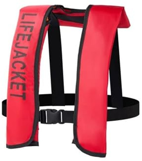 Schwimmweste, Auftriebs-Rettungsweste für Erwachsene, Rettungsweste mit manueller Übersteuerung, automatisch manuell aufblasbare Rettungsweste (manuelles Aufblasen)(Red,Automatic Self Inflating)