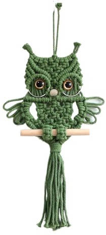 YKAFADE Makramee Eule Wandbehang,Handgewebter Eulenkunst Wanddekoration Wandbehang Dekor gewebt Wandteppich Böhmische Tapisserie Boho Deko Ornamente für Zuhause Schlafzimmer Wohnzimmer,Grün