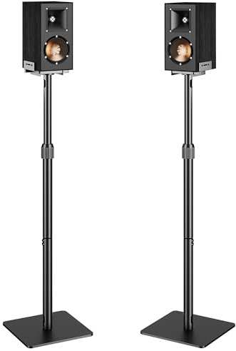 PEGZONE Soporte Altavoces de pie Ajustable 85,8-112,8 cm, MAX 5 kg, Negro