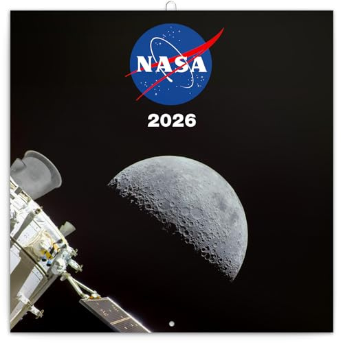 NOTIQUE Väggkalender 2026 NASA, månadsöversikt i häfte, estetisk design 30 x 30 cm (öppen 30x60)