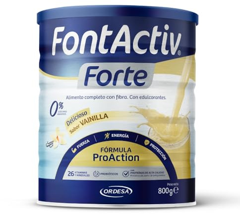 FontActiv Forte ProAction Vainilla | 800g | Suplemento Nutricional Fibra | 0% Azúcares añadidos, Para Adultos