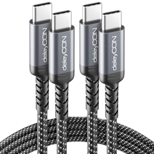 deleyCON 2x 2m Cable de Carga USB-C 240 W Carga Rápida PD 3.1 Cable C a C para iPhone 17 16 15 Pro Max Air Galaxy A16 A56 S25 S24 S23 Pixel iPad MacBook AirPods Tablet Switch PS5