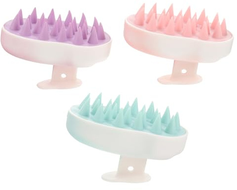 VILLCASE Lot de 3 Brosses à Shampoing Exfoliantes pour Cuir Chevelu en PP et Tpe Masseurs de Cuir Chevelu Doux Petit Format Couleurs Dégradées Mangue pour Usage Humide et Sec Soin