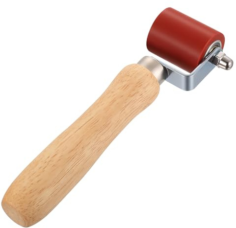 1 Pièce Rouleau pour Coutures Automobiles, Rouleau de Pression en Caoutchouc de 40 mm, Rouleaux en Silicone avec Manche en Bois pour Isolation Acoustique pour Voiture, Soudure des Bords en PVC