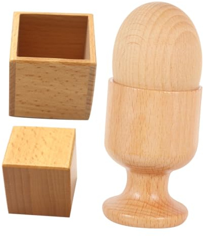 TOYANDONA Juguete de Coordinación Mano-Ojo y Huevo de Madera para Bebés, Tamaño Pequeño, Superficie Suave, Aprendizaje Sensorial Temprano, Juguetes Montessori Educativos, 2 Juegos