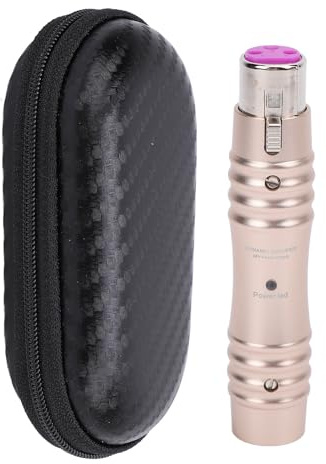 Preamplificador de micrófono HaloVerde XLR con ganancia de + 28 dB y potencia de 48 V, un amplificador de señal de preamplificador de micrófono dinámico para consolas de mezcla y (Oro)