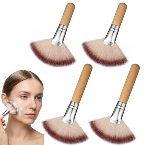 4 pinceles de abanico, 4 pinceles faciales, pinceles de maquillaje en abanico, para máscaras faciales, pinceles para máscaras, herramientas para mujeres, niñas, hombres, máscaras de maquillaje