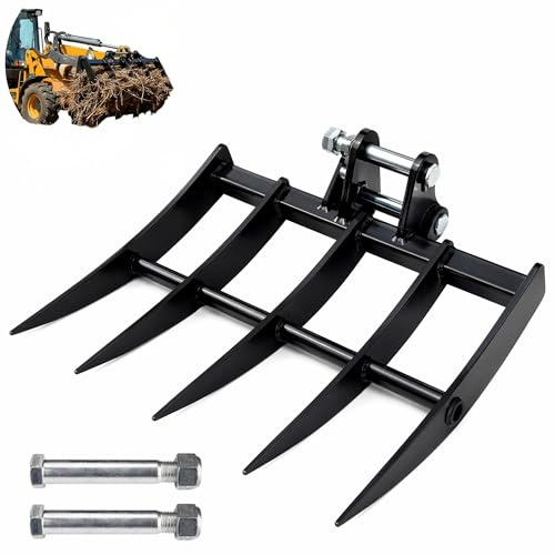 Mini escavatore rastrello ,per escavatori da 0,8 a 1,8 t,Accessorio Ampio Rastrello per Escavatore Compatto per Livellamento Terreno, Pulizia Detriti e Preparazione Suolo, Foro 25 mm