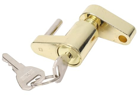 Aramox Lås för Släpvagnslås Zinklegering Mässing Släpvagnskopplingslås 1 4- Stift Galvaniserad Lackfinish för Husbilar, Bilar och verktygslåda. (Guld)