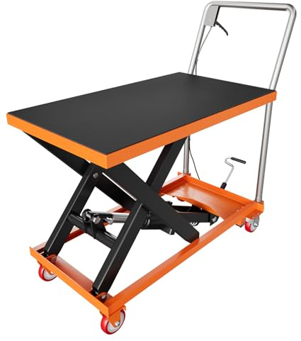 Garvee 250kg Heavy Duty Hydraulic Scissor Lift Table Cart Trolley w/Wheels
