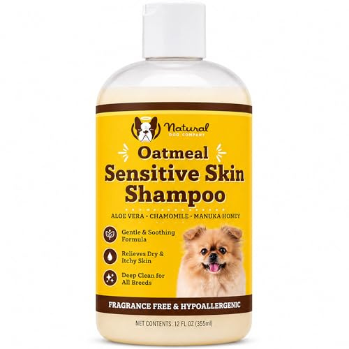 Natural Dog Company Oatmeal Shampoo for Dogs with Sensitive Skin, Ideal Anti Itch Dog Shampoo and Puppy Shampoo Oatmeal Itch Relief Dog Hypoallergenic Pet Shampoo, Deodorizing and Organic 12 oz