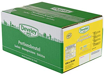 DEVELEY Gourmet Mayonnaise – 150 x 20 ml Pack - Portionsbeutel - Mayonnaise – Original Develey Rezeptur – Gluten-frei und vegetarisch – Mayonnaise