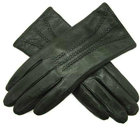Damen Premium Quality Super Weich Leder Handschuhe Pelzfutter Streifen Detail Slim Fit