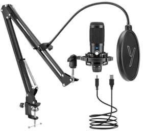 Yenkee USB Condenser Microphone Omnidirectional Microphone with 75cm Studio Arm, Anti-Pop Filter, for Streaming and Podcast YMC 1031