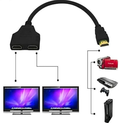 Yi-Ya HDMI Cable 1080P HDMI Spliter Cable Port Male to 2 Female 1 in 2 Out Splitter Cable adaptater in HDMI HD, LED, LCD, TV 30CM