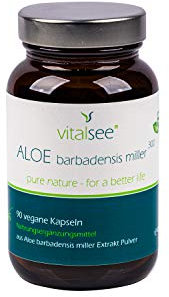 Vitalsee ALOE barbadensis miller 300 Extrakt – 90 vegane Kapseln – Reiner Aloe-vera-Extrakt – glutenfrei, laktosefrei, ohne Zusätze – im Glas