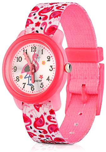 ele ELEOPTION Barnklocka, vattentät, 3D, söt tecknad rund urtavla, silikon, gummiband, kvartsur, julklapp för små flickor, pojkar, barn, miljövänlig, Flamingos, rosa band, armband
