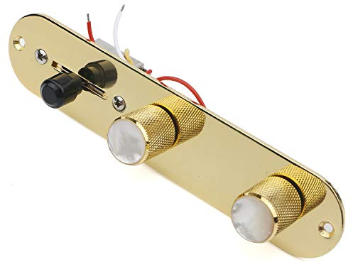 Unxuey Guitar Gold 3 Way Control Plate for Fender Tele Telecaster | Fully Loaded, Prewired Loaded Switch, Wiring Harness, Knobs, Electric Guitar