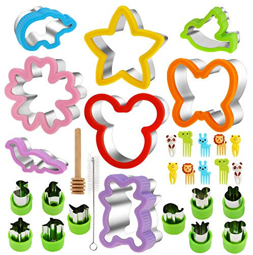 30Pezzi Formine Biscotti Animali, Dinosaur Butterfly Cuore Orso Cookie Cutter, Acciaio Inox Stampi Biscotti con forchetta, per Bambini Compleanno Festa Decorazioni Frutta e Verdura Taglierine Sandwich
