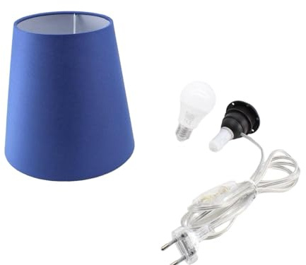 Kit Completo Paralume Blu + Adattatore portalampada E27 con filo e interruttore trasparente - Lampada Led A+ in omaggio! Trasforma una bottiglia in lampada! Lampabottiglia.it