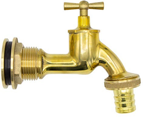 VARIOSAN Regentonnendurchführung + Auslaufventil Set 14948, 3/4, Messing, poliert