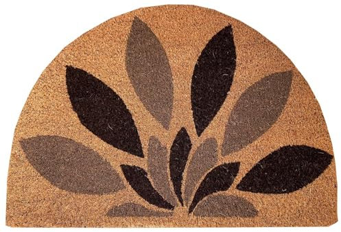 Exma Felpudo Entrada de Coco Grande para Casa, Piso 60x40cm - Felpudo Antideslizante Semicircular Puerta Bonito para Interior, Exterior - Alfombrilla Entrada Gruesa y Resistente Ojales