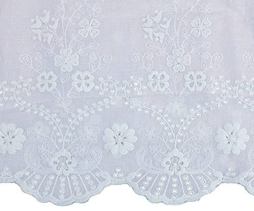 GORGECRAFT Rotolo di Pizzo Da 2 metro Tessuto In Pizzo di Cotone Bianco 11.33 larghe per Decorazioni con Bordo Smerlato per Abito Tovaglia Tenda Fascia per Capelli