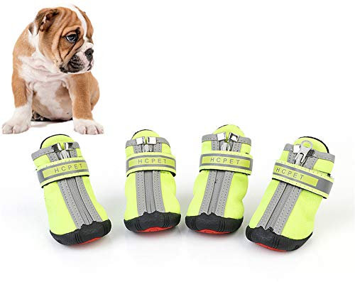 BOduShang Hundeschuhe rutschfest Hunde Schneeschuhe Sanft Schneeschuhe FüR Hunde Tragbar Hunde Schuhe Schnee for Drinnen Draussen Spaziergang Mit Dem Hund Reise Green,m/3
