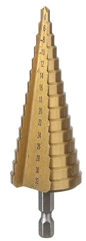 Broca de paso Taladros de metal Broca de pala 4-32mm 15 pasos cono taladro de titanio recubierto agujero cortador herramientas de madera