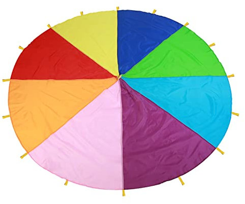 SPYMINNPOO Regenbogen Schwungtuch, 3/3,6/6 Meter Bunt Fallschirm für Kinder Spielzeug, Mehrfarbiges Partyspiel Fallschirmspiel für Kinder Familie Outdoor Spiel (3,6 Meter)