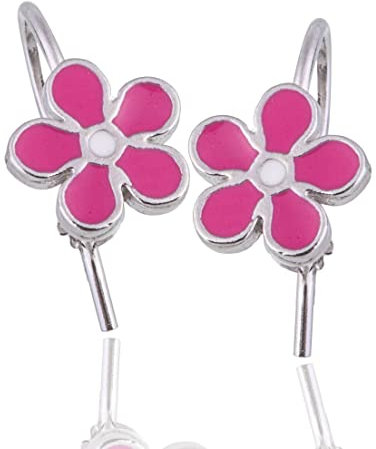 Ohrringe mit Glöckchen in Silber-Blume Fuchsia - Farbe Rhodium