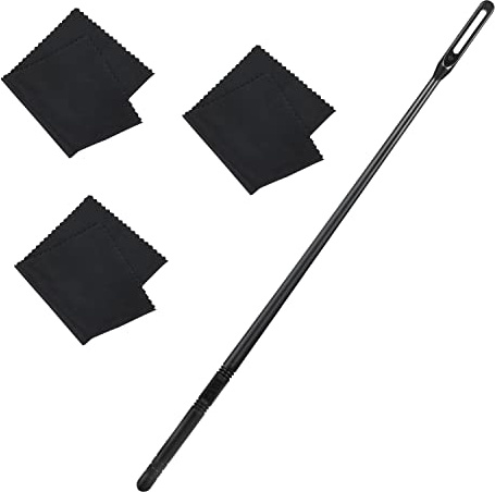 Flute Cleaning Kit, 3pcs Flute Cleaning Cloth, 1pc Flute Cleaning Rod Flute Cleaning Rag Flute Cleaning Swab Flute Cleaner Supplies for Polishing Inside Care (Black)