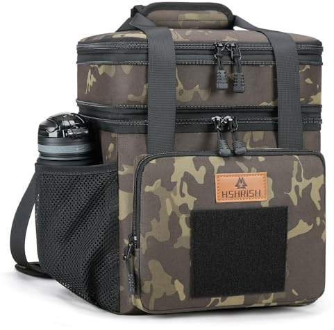 Large Insulated Lunch Bag for Man, Double Layer Large Cooler Bag for Men | Waterproof Leakproof Durable Lunch Bag for Work Picnic Camping Day Trips 22L Adjustable Detachable Shoulder Strap