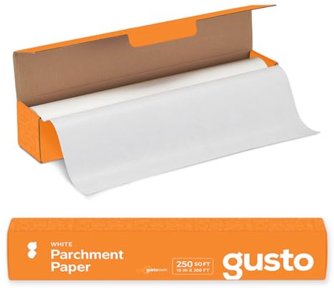 Rouleau de papier sulfurisé blanc 38,1 x 61 m, 250 m², rouleau de papier sulfurisé antiadhésif pour la cuisson et la cuisson – Blanc