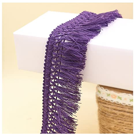 Yurosiay 5m×4cm Bunt Quastenborte Baumwolle Vintage Breit Quasten Fransenborte Häkeln Geflochten Fransen Bordüre Zierborte Quasten Fransen Nähen Quaste Spitzenband für DIY Nähen Lila