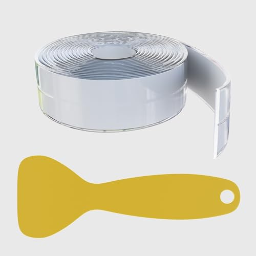 HNNHOME 38mm x 3.2m Self-Adhesive Clear Bath Sealant Strip, Waterproof Sealing Tape Caulk Strip for Kitchen, Bathroom, Wall Corner, and Sink (1)