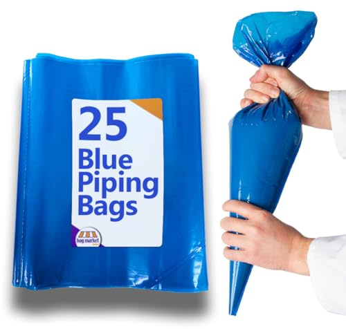 Bag Market | Strong Blue Piping Bags - 21 Large | Suitable for; Mash, Savoy, Cupcakes, Icing, Pastry - 100% Recyclable and Disposable (25 Bags)