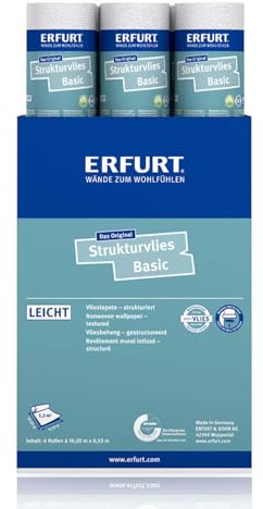 Erfurt Strukturvlies Basic 403 Vliestapete mit Struktur 10.05X0.53 Strukturtapete 6 Rollen 1004354