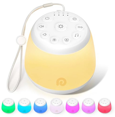 Dreamegg White Noise Machine -D16 Max Tragbares Einschlafhilfe Babys mit 24 Klänge, USB-C Wiederaufladbares Weißes Rauschen Gerät mit 8 Nachtlichtern für Baby, Schlafhilfe Einschlafmusik Babygeschenk