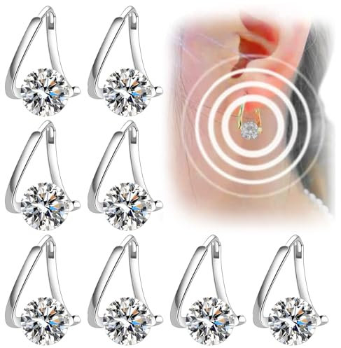 TDWE 8erそんなの Öhrringe Lymphdrainage Magneten Germanium für Frauen + Mädchen (Silber)