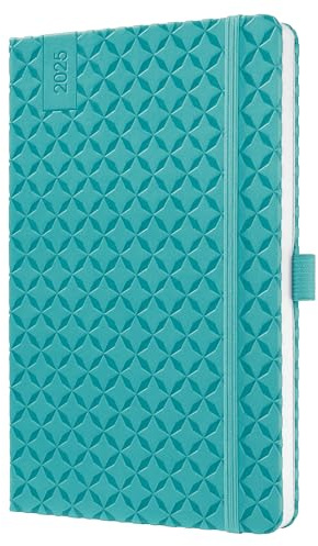 SIGEL J5103 Wochenkalender 2025 A5, Jolie, petrol, Hardcover, Gummiband, Stiftschlaufe, Einstecktasche, 174 Seiten, vegan, Buchkalender, Terminplaner