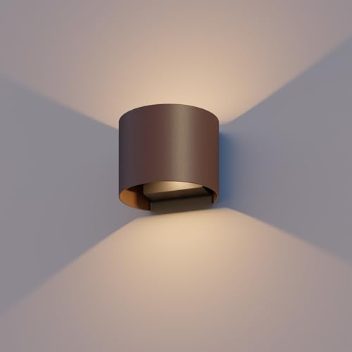 CALEX Verona Wandleuchte, für Außen & Innen, warmweißes Up & Down Licht, einstellbarer Lichtstrahl, wasserdicht, Rostfarbe