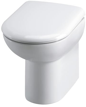 Balterley Comfort Height D Shape Back to Wall Toilet Pan, Back to Wall Toilet Unit, Space Saving Toilets for Bathroom, Easy to Clean BTW Toilets for Bathrooms - 370mm x 545mm x 445mm (White)