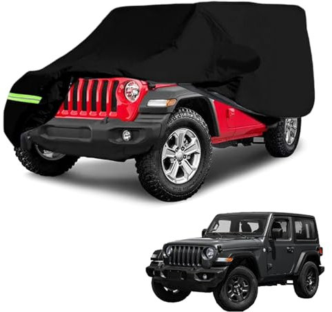 Copriauto Impermeabile per Wrangler 2 Porte - Anti UV Esterno Interno per CJ YJ TJ e JK - Completo per Garage a 2 Porte - Copertura per Tutte Le Stagioni